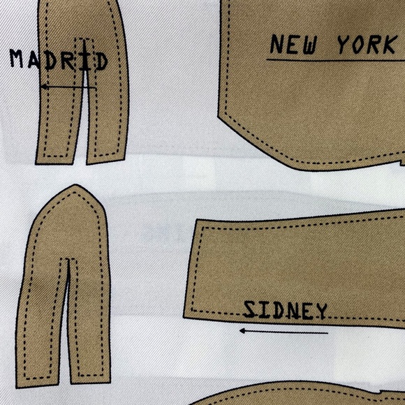 MAX MARA WOMEN'S WHITE AND NUDE CITY NAME PRINT SCARF - Picture 3 of 5